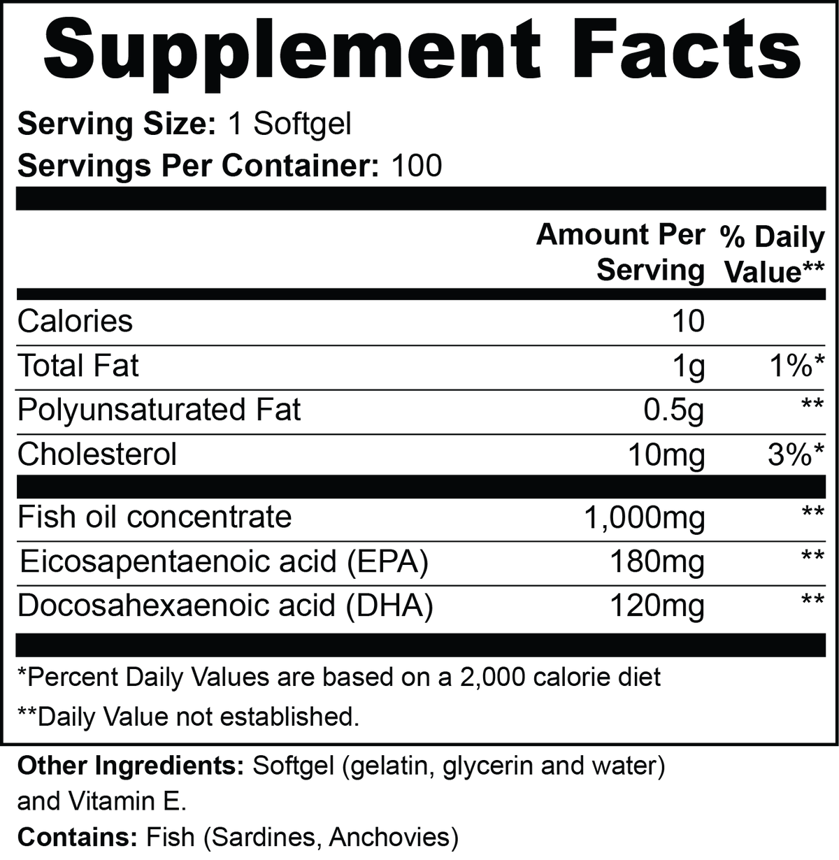 NAWA Omega-3 Supplement Facts label