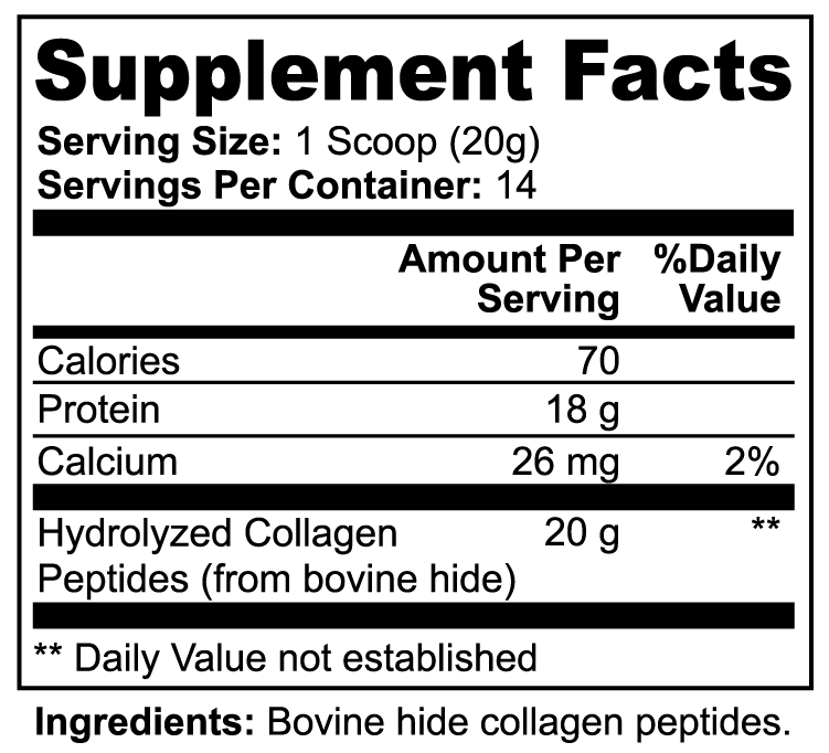 NAWA Collagen Peptides Supplement Facts label